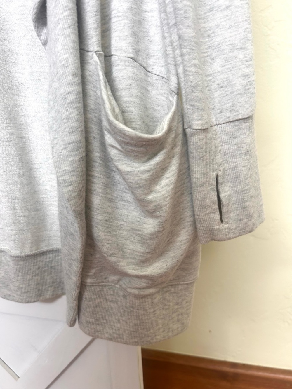 Athleta Light Heather Gray Draped Open-Front Cardigan - Picture 8 of 11